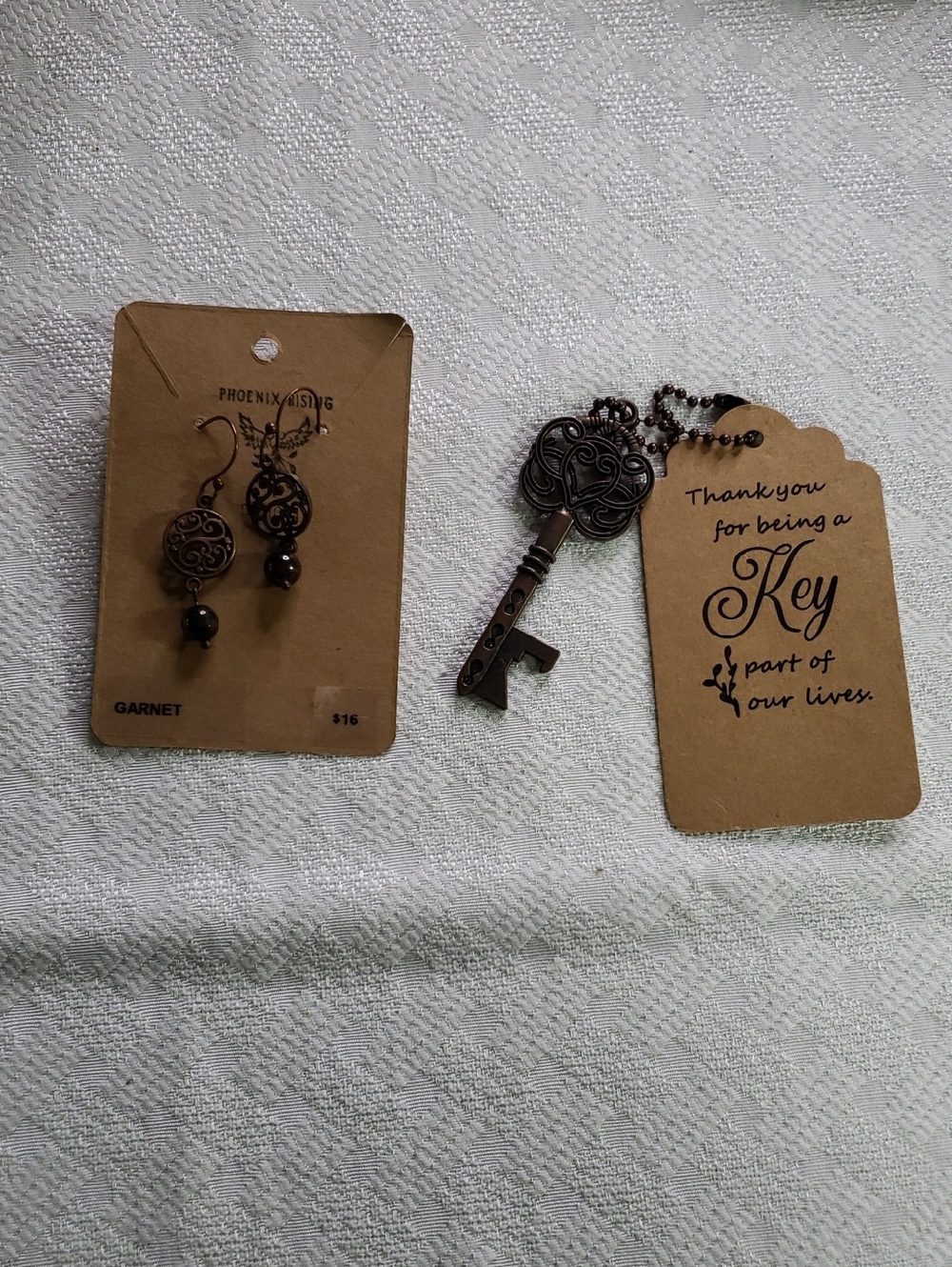 Phoenix Rising Bronze Earrings & Key Bottle Opener